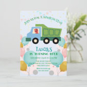 おもしろい恐竜ごみトラック誕生日パーティー名 シーズンカード (スタンド正面)