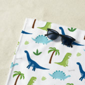 おもしろい恐竜のブルースとグリーン ビーチタオル (インサイチュ)