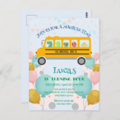 おもしろい恐竜の学校バス誕生日パーティーDIY名前 ポストカード (正面/裏面)