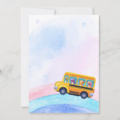 おもしろい恐竜の新学期バス虹の誕生日 サンキューカード (裏面)