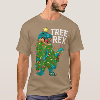 おもしろい恐竜の木の再クリスマスライトツリー恐竜C Tシャツ
