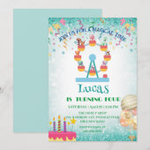 おもしろい恐竜の観覧車 バースデーパーティ DIY ナム 招待状 (正面/裏面)