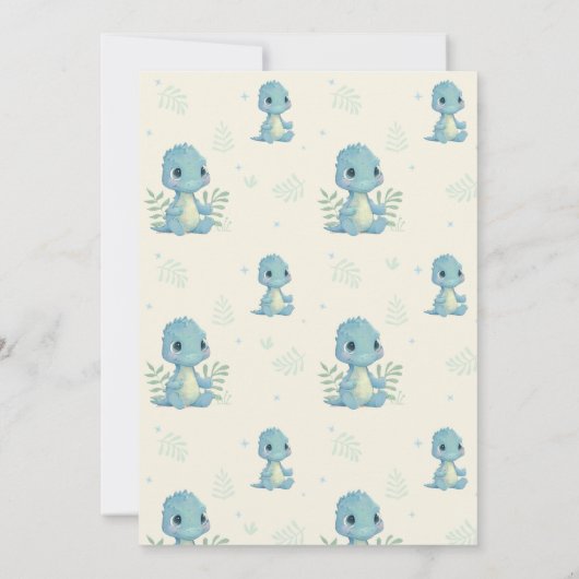 おもしろい恐竜の赤ちゃん男の子の写真 出生発表 (裏面)