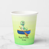 おもしろい恐竜カヤックのセーリング誕生日パーティー 紙コップ (正面)