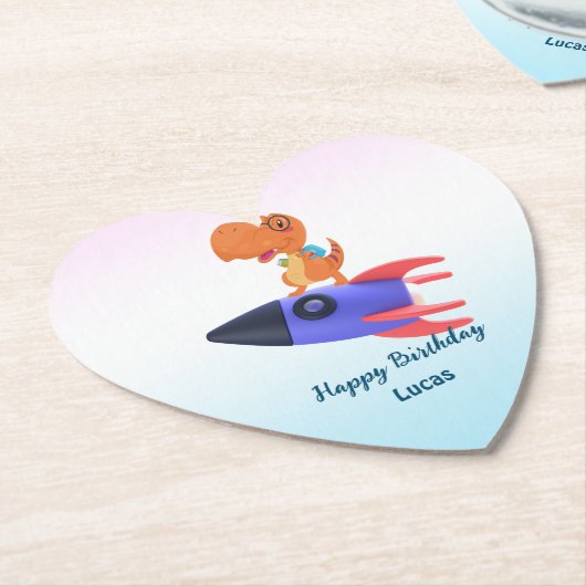 おもしろい恐竜カラフルロケットスクールバースデーパーティー ペーパーコースター (アングル)