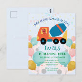 おもしろい恐竜セメントトラック誕生日パーティー名前 ポストカード (正面/裏面)