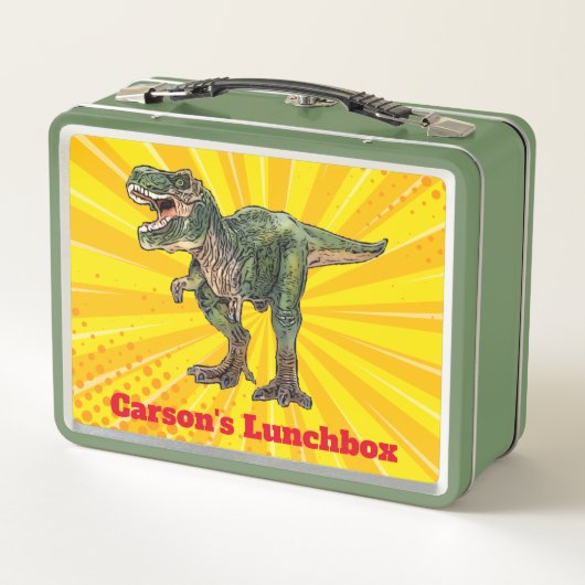 おもしろい恐竜ティラノサウルスレックス名キッズTレックス メタルランチボックス (裏面)