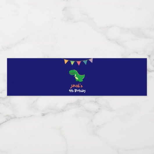 おもしろい恐竜テーマ誕生日バウンティング男の子パーティー ペットボトルラベル (シングルラベル)