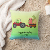 おもしろい恐竜トラクター誕生日パーティーDIY名前 クッション (ブランケット)