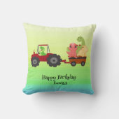 おもしろい恐竜トラクター誕生日パーティーDIY名前 クッション (正面)