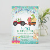 おもしろい恐竜トラクター誕生日パーティーDIY名前 シーズンカード (スタンド正面)