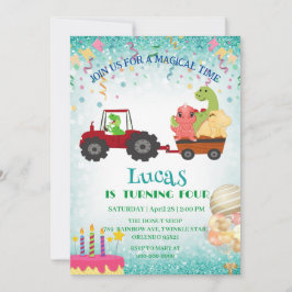 おもしろい恐竜トラクター誕生日パーティーDIY名前 シーズンカード