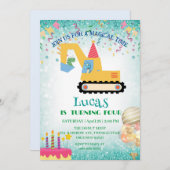 おもしろい恐竜トラクター誕生日パーティーDIY名前 シーズンカード (正面/裏面)