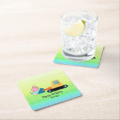 おもしろい恐竜トラクター誕生日パーティーDIY名前 スクエアペーパーコースター (インサイチュ)