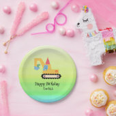 おもしろい恐竜トラクター誕生日パーティーDIY名前 ペーパープレート (パーティー)