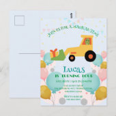 おもしろい恐竜トラクター誕生日パーティーDIY名前 ポストカード (正面/裏面)