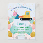 おもしろい恐竜トラクター誕生日パーティーDIY名前 ポストカード (正面)