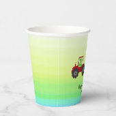 おもしろい恐竜トラクター誕生日パーティーDIY名前 紙コップ (右)