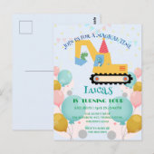 おもしろい恐竜トラクター誕生日パーティーDIY 名前 ポストカード (正面/裏面)