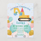 おもしろい恐竜トラクター誕生日パーティーDIY 名前 ポストカード (正面)