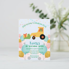 おもしろい恐竜トラクター 誕生日パーティー DIY 名前 ポストカード