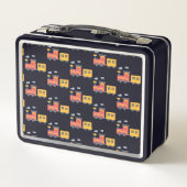 おもしろい恐竜トラックの男の子新学期名 メタルランチボックス (裏面)