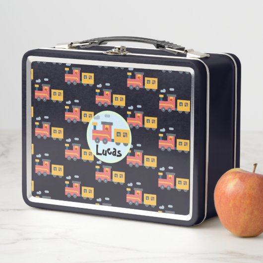 おもしろい恐竜トラックの男の子新学期名 メタルランチボックス (インサイチュ)
