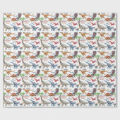 おもしろい恐竜パレードキッド誕生日 ラッピングペーパー (フラット)