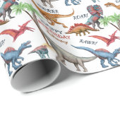 おもしろい恐竜パレードキッド誕生日 ラッピングペーパー (ロールコーナー)