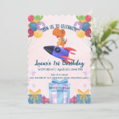 おもしろい恐竜ロケット戻る2学校誕生日会 招待状 (スタンド正面)