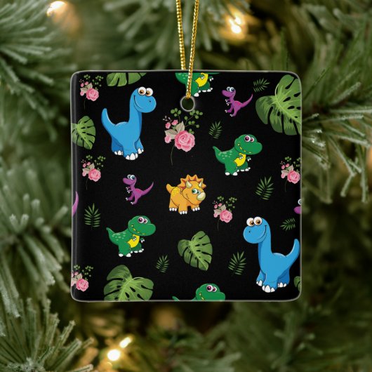 おもしろい恐竜葉 セラミックオーナメント (ツリー)