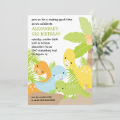 おもしろい恐竜誕生日招待状 招待状 (スタンド正面)