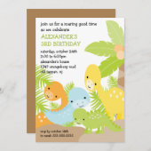 おもしろい恐竜誕生日招待状 招待状 (正面/裏面)