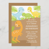 おもしろい恐竜誕生日招待状 招待状 (正面/裏面)