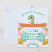 おもしろい恐竜 カヤック 誕生日パーティ DIY 名前 ポストカード (正面/裏面)