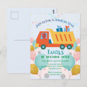 おもしろい恐竜 ゴミ収集車 誕生日パーティー 名前 ポストカード (正面/裏面)