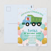 おもしろい恐竜 ゴミ収集車 誕生日パーティー 名前 ポストカード (正面/裏面)