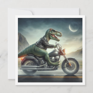 おもしろい恐竜、バイクに乗る恐竜の誕生日 招待状