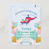 おもしろい恐竜 ヘリコプター 誕生日パーティー DIY 名前 ポストカード (正面/裏面)