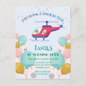 おもしろい恐竜 ヘリコプター 誕生日パーティー DIY 名前 ポストカード (正面)