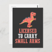 おもしろい恐竜 – 小さな腕に運免許 ポストカード (正面/裏面)