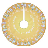 おもしろい愛する雪だるまと雪片金ゴールド ブラッシュドポリエステルツリースカート (正面)