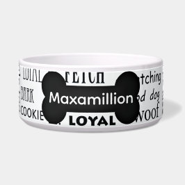 おもしろい愛する黒犬と白犬の骨テーマ ボウル