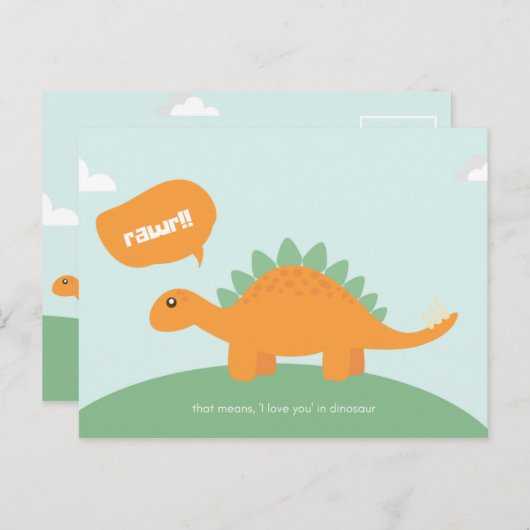 おもしろい愛のライトブルー恐竜 ポストカード (正面/裏面)