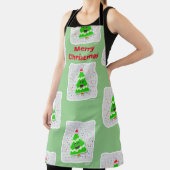 おもしろい愛らしいかわいいクリスマスツリー漫画 エプロン (インサイチュ)