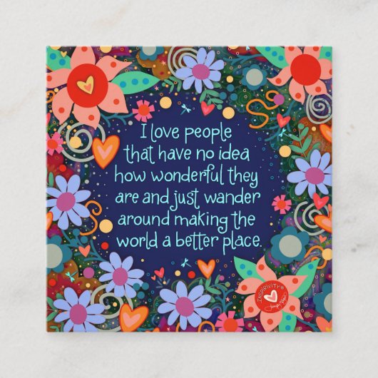 おもしろい愛インスパイア人の引用文親切カード スクエア名刺 (正面)