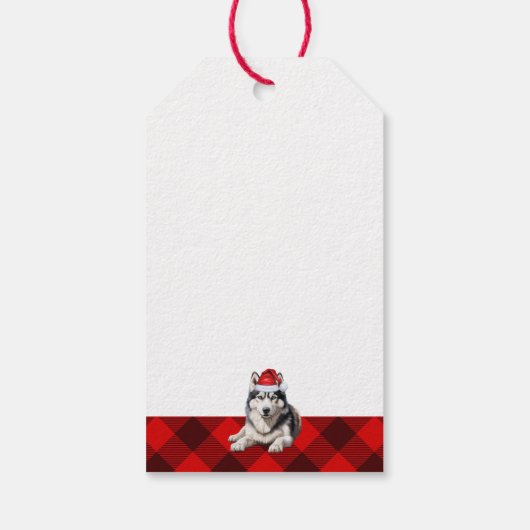おもしろい愛犬家バッファロー・プレイドのクリスマスハスキー ギフトタグ (裏面)