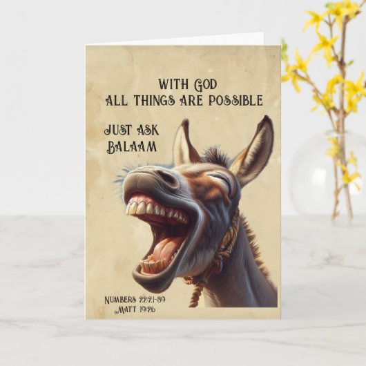 おもしろい感動的バイブル引用文バラアムズドンキー カード (黄色い花)