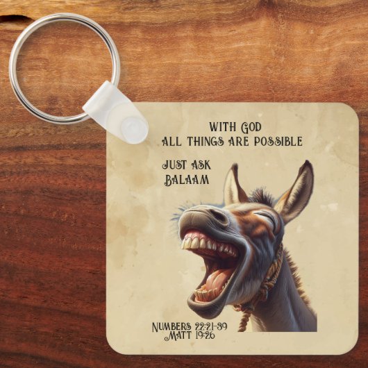 おもしろい感動的バイブル引用文バラアムズドンキー キーホルダー (正面)