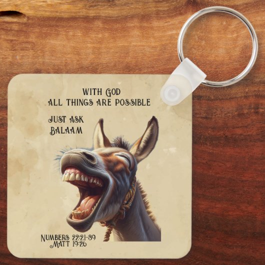 おもしろい感動的バイブル引用文バラアムズドンキー キーホルダー (裏面)